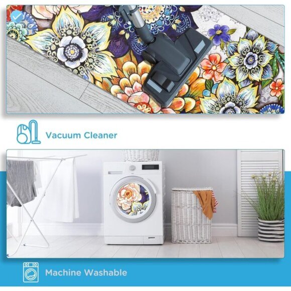 New 3Pcs Kitchen Rug Set, Colorful Non Slip Washable Mats for Floor & Hallway - Picture 5 of 6